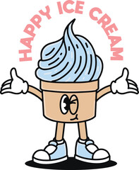 happy ice cream mascot vector illustration