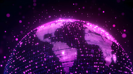 Glowing Purple Digital Globe with Network Connections