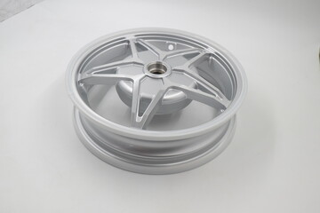 silver motorcycle rim isolated on white background