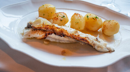 Grilled Monkfish with Potatoes, Spanish Delicacy, Spanish Gastronomy, Spain, Europe