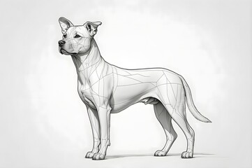 Fototapeta premium Monochrome dog illustration, geometric lines