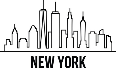 Simple outline illustration of new york city skyline buildings and urban architecture