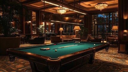 Luxurious hotel Billiards Room.
