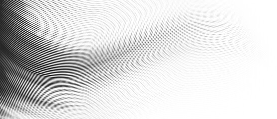 Abstract glitch vector halftone background with grainy horizontal wavy stripes.  Dotted texture and trendy halftone tonal gradation effect.