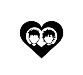 Brother love icon vector in black color with white background.