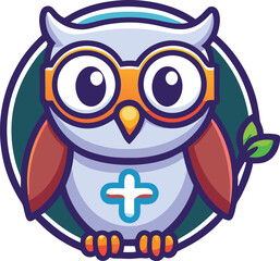 Adorable Owl Doctor Cute Cartoon Illustration of a Wise Owl in Medical Attire