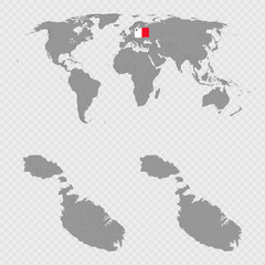 Malta Administrative Divisions Map Set with World Location.