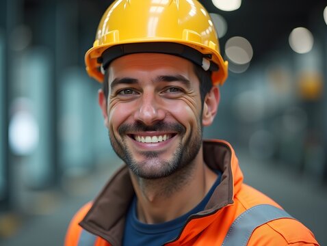 Smiling Engineer Man Construction Worker Professional Portrait for Adobe Stock Photos