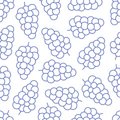 Seamless pattern with cute outline grapes. Doodle print for banner, wallpaper, textile, wrapping paper, background, cards. Vector illustration in flat style