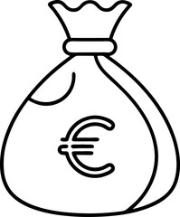 Euro currency bag symbol representing financial savings investment economic growth and wealth management for businesses