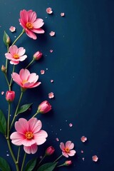 Delicate, tiny blooms scattered across a deep navy backdrop , elegant, indigo, blossom