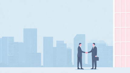 Obraz premium Two businessmen shook hands warmly, symbolizing competition and cooperation in business 