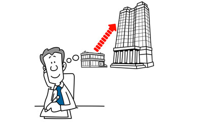 Man Follows Red Arrow to Success and Better Opportunities