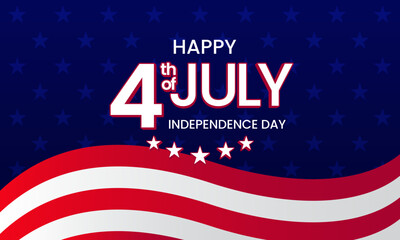 Happy 4th of July USA Independence Day Background with American Flag Vector Illustration. Perfect for banners, posters, social media, and holiday greetings.
