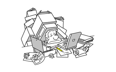 Abstract Geometric Paper Arrangement with a Yellow Pencil Art