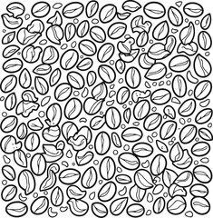 Coffee Bean line art Composition pattern background
