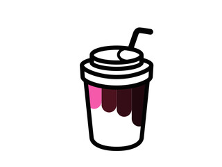 Refreshing and Delicious Milkshake with Straw in Dark Illustration Style