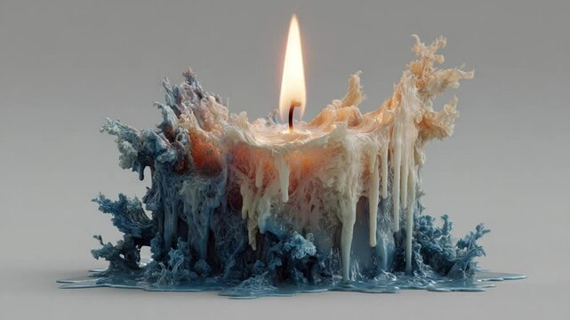 Unique Decorative Candle with Intriguing Melted Wax Design for Home Ambiance