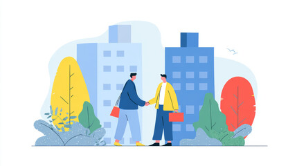 Two businessmen shook hands warmly, symbolizing competition and cooperation in business
