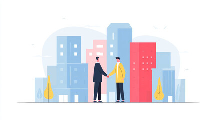 Two businessmen shook hands warmly, symbolizing competition and cooperation in business
