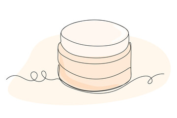 Line Art Cosmetic Bottle Tube Icon. Beauty Skincare Product Symbol. One Continuous Outline Modern Drawing. Editable Sketch Stroke Contour. SPA  Resort or Salon Card Invitation Design Element.
