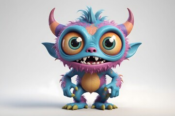 Naklejka premium Cute, cartoonish monster, vibrant colors