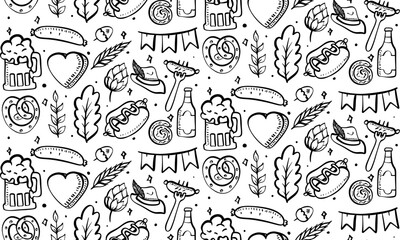 Hand drawn of oktoberfest pattern. Vector illustration