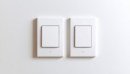 Light Switch Detail: A close-up view captures the sleek, modern design of two light switches, mounted on a pristine wall, evoking a sense of minimalism and functionality.