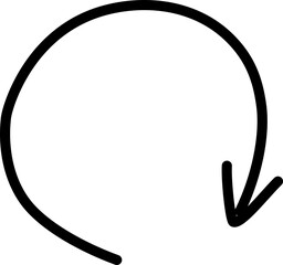 An orange circular arrow pointing downwards and to the right represents a continuous action or a cyclical process