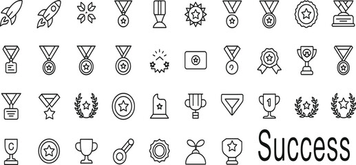 Success Icons: Achievement, Awards, and Recognition Symbols for Design Projects