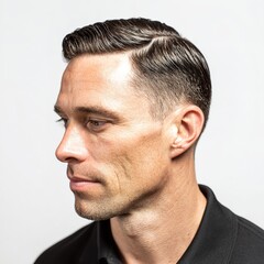 Obraz premium Man with slicked back hair and side part hairstyle a classic and timeless look for men hair styling tips