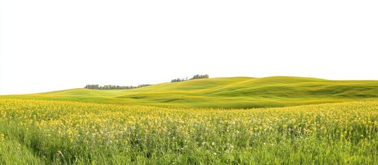 Fototapeta premium Hilly spring fields countryside landscape outdoors.