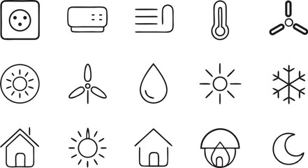 Vector icon set for web design with business and home symbols