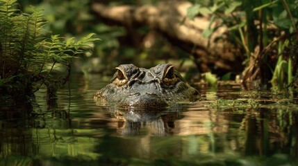 Fototapeta premium American Alligator Emerging from Swamp Waters