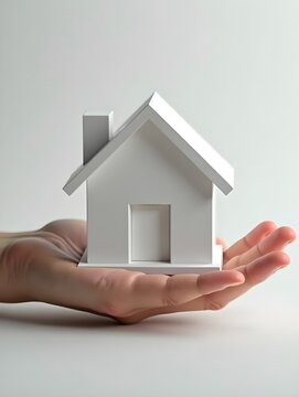 AI generated Hand holding model house for buy real estate concept