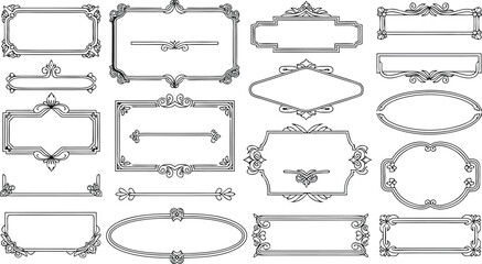 Collection of elegant vintage ornamental frames and borders in classic decorative style