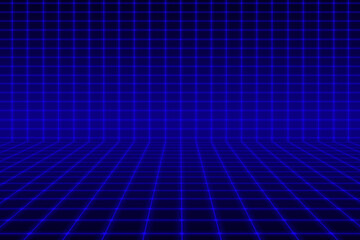 Blue space area display grid line connecting light field technology abstract background