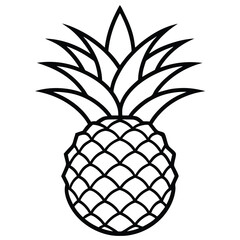Obraz premium Black outline of pineapple showcases detailed leaf structure and unique patterned skin