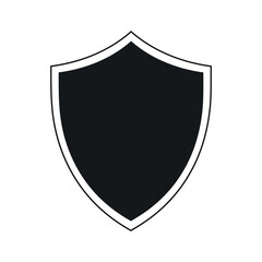 Simple Black Shield Icon with White Outline on a White Background for Security and Protection Concepts