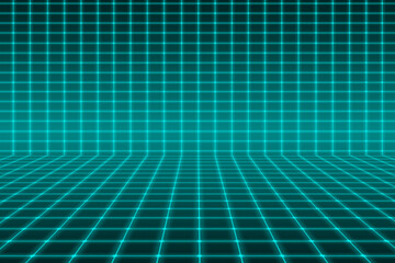 Sky blue space area display grid line connecting light field technology abstract background