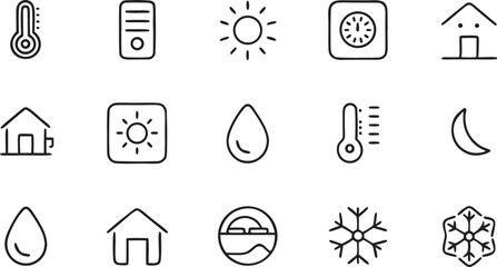 Set of black vector icons for web design including business, music, clock, internet, and money symbols