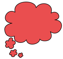 A red thought bubble with smaller puffs representing ideas floating into the main bubble