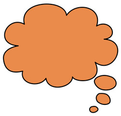 An orange thought bubble cloud icon symbolizing an idea or imagination