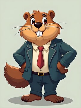 Cartoon beaver in business attire