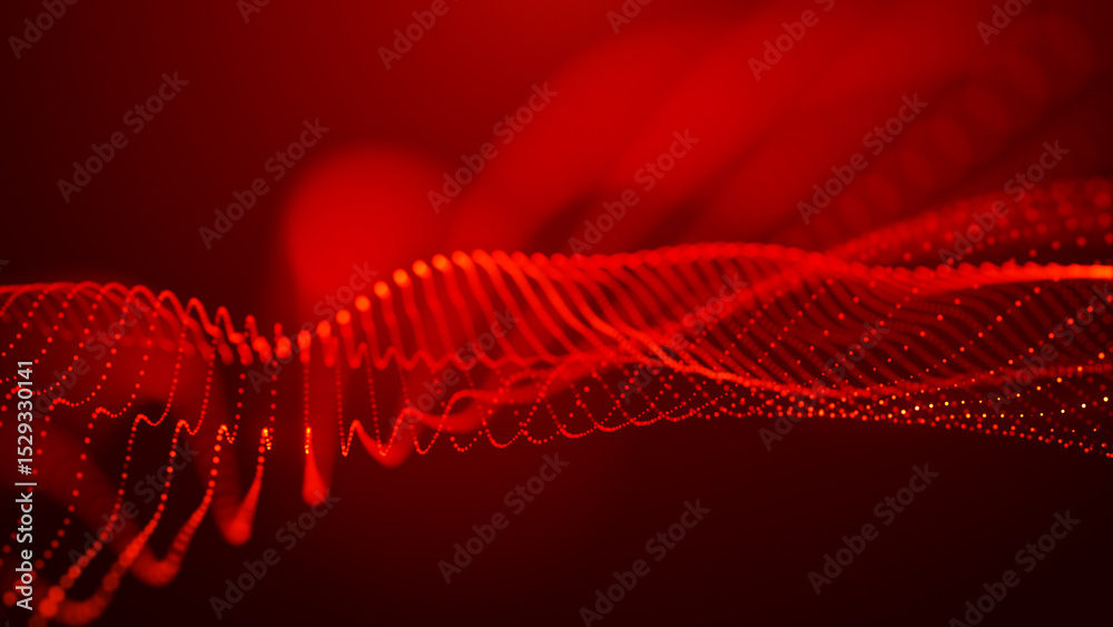 Poster abstract background with dynamic color wave. futuristic dotted wave of bright particles. colorful ba
