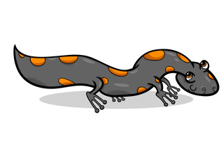 A Cute Cartoon Spotted Salamander Creature with Orange Spots