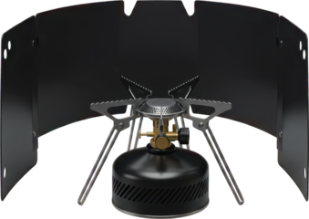 Gas stove in windbreak