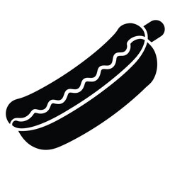 Hot Dog Icon – Classic Sausage in Bun Vector for Fast Food Concepts

