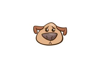 Sad Cartoon Dog Face Animal Character with Big Brown Eyes and Floppy Ears