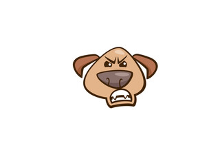 Angry Dog Face Cartoon Icon Expressing Frustration and Displeasure